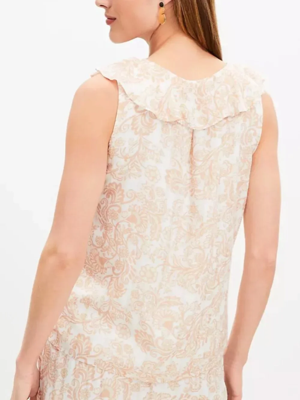 NWT LOFT Shimmer Ruffle V-Neck Shell - Picture 3 of 15